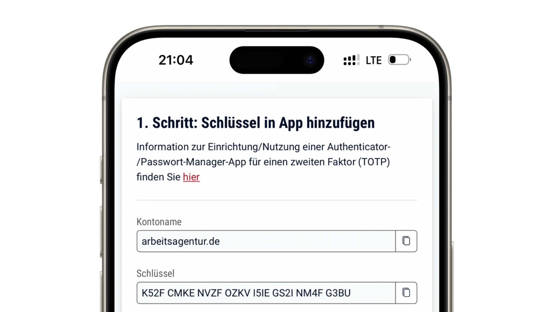 QR-Code mit dem geheimen Schlüssel für die TOTP-Generierung