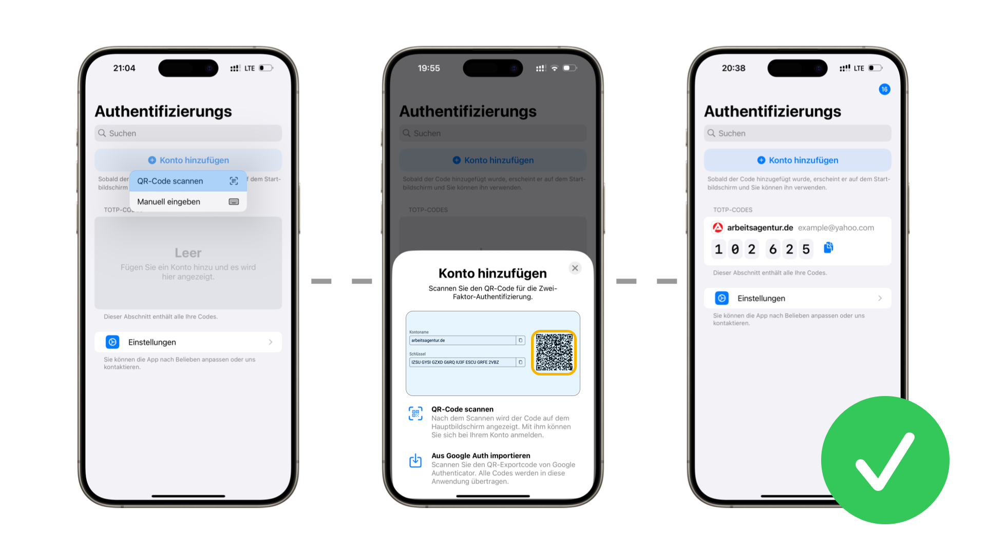 Geheimen Schlüssel in die Authenticator-App hinzufügen